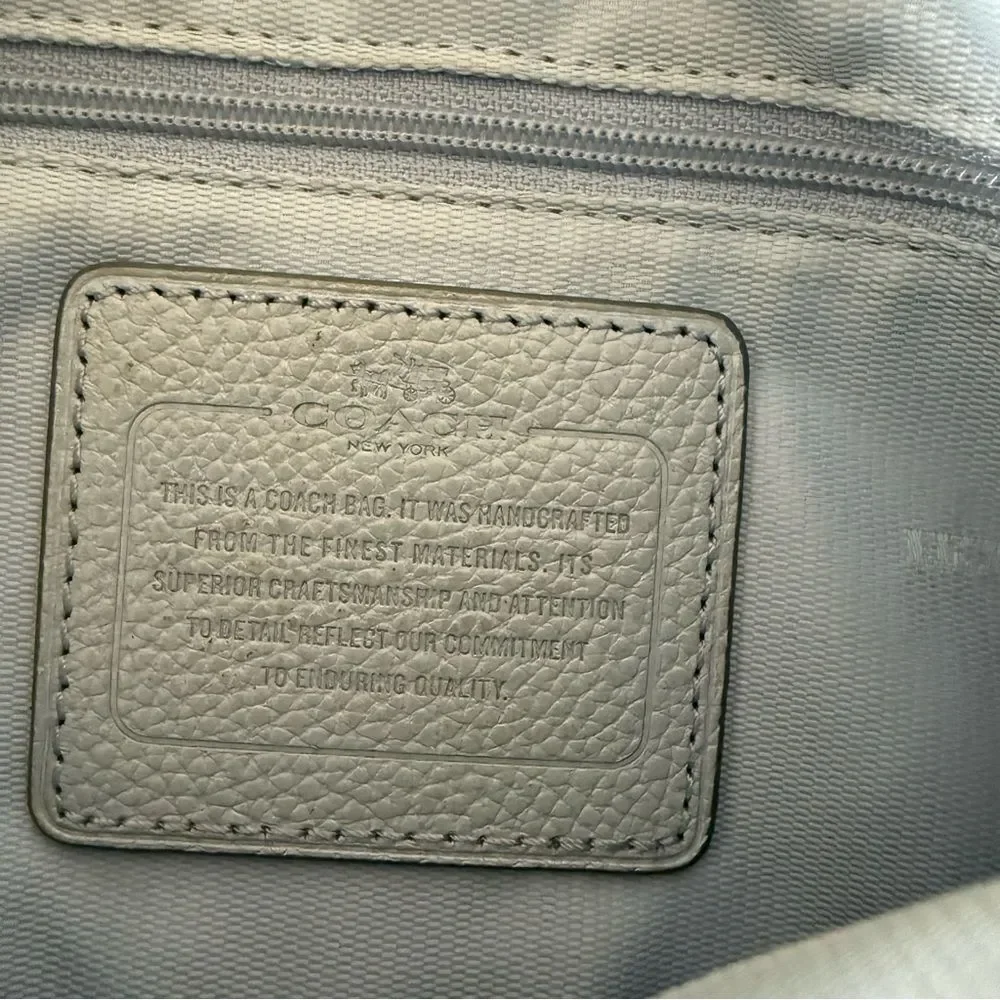 Coach 33521 Charley 2 Way Shoulder Bag Horse Carriage Logo Pebbled Leather Blue